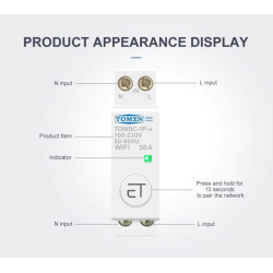 Ewelink Wifi 1 Phase ON-OFF Switch Breaker 50A 220VAC DIN Rail